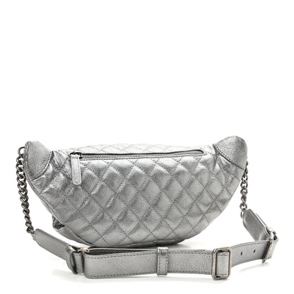Chanel Metallic Calfskin Quilted Banane Waist Bag Fanny Pack Dark Silver 3 of 10