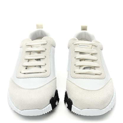 Hermes Calfskin Suede Goatskin Bouncing Sneakers 36.5 White 2 of 9