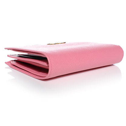 Prada Saffiano Metal Bi-Fold Wallet Geranio 3 of 6