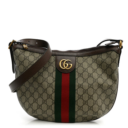 Gucci GG Supreme Monogram Web Small Ophidia Half Moon Hobo Brown 1 of 11
