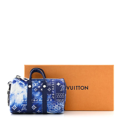 Louis Vuitton Monogram Bandana Mini Keepall Bag Charm Key Holder Blue 9 of 9