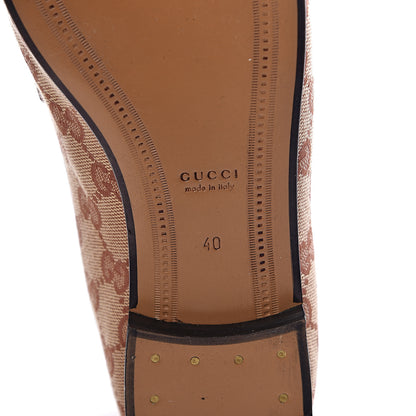Gucci Canvas GG Monogram Horsebit Womens Jordaan Loafers 40 Beige Ruggine Rust 6 of 7