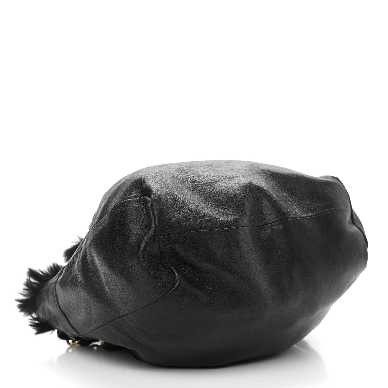 Chanel Rabbit Fur Reversible Drawstring Bag Black 12 of 16