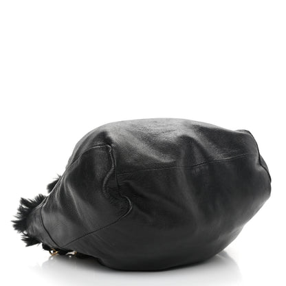 Chanel Rabbit Fur Reversible Drawstring Bag Black 12 of 16