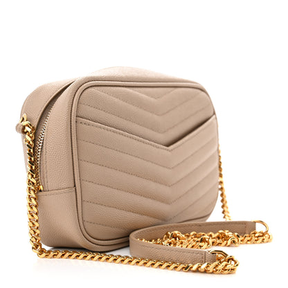 Saint Laurent Grain De Poudre Matelasse Monogram Mini Lou Camera Bag Dark Beige 3 of 11