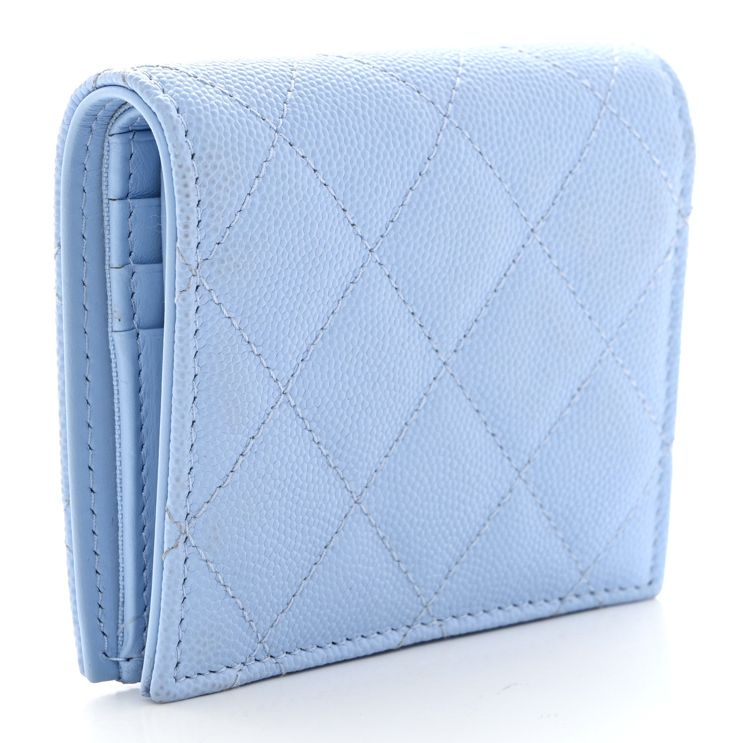Chanel Caviar Quilted Compact Bifold Wallet Light Blue 3 of 9