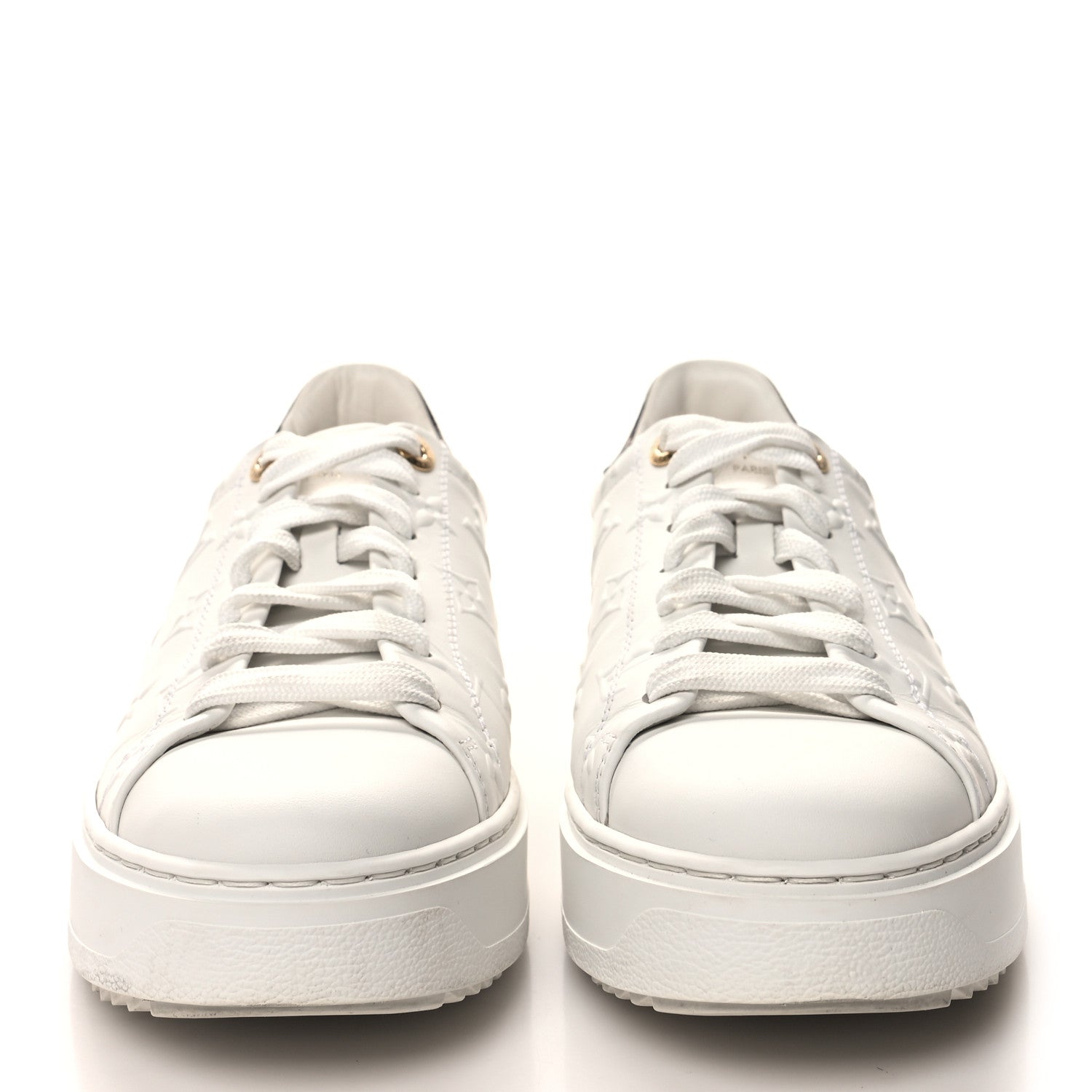 Louis Vuitton Lambskin Embossed Monogram Time Out Sneakers 39 White 2 of 9
