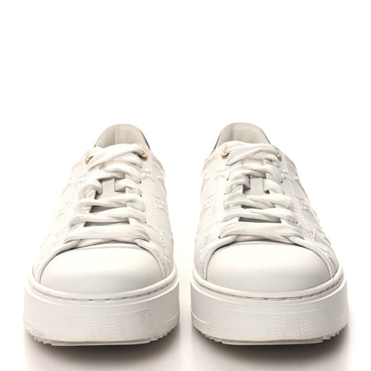 Louis Vuitton Lambskin Embossed Monogram Time Out Sneakers 39 White 2 of 9