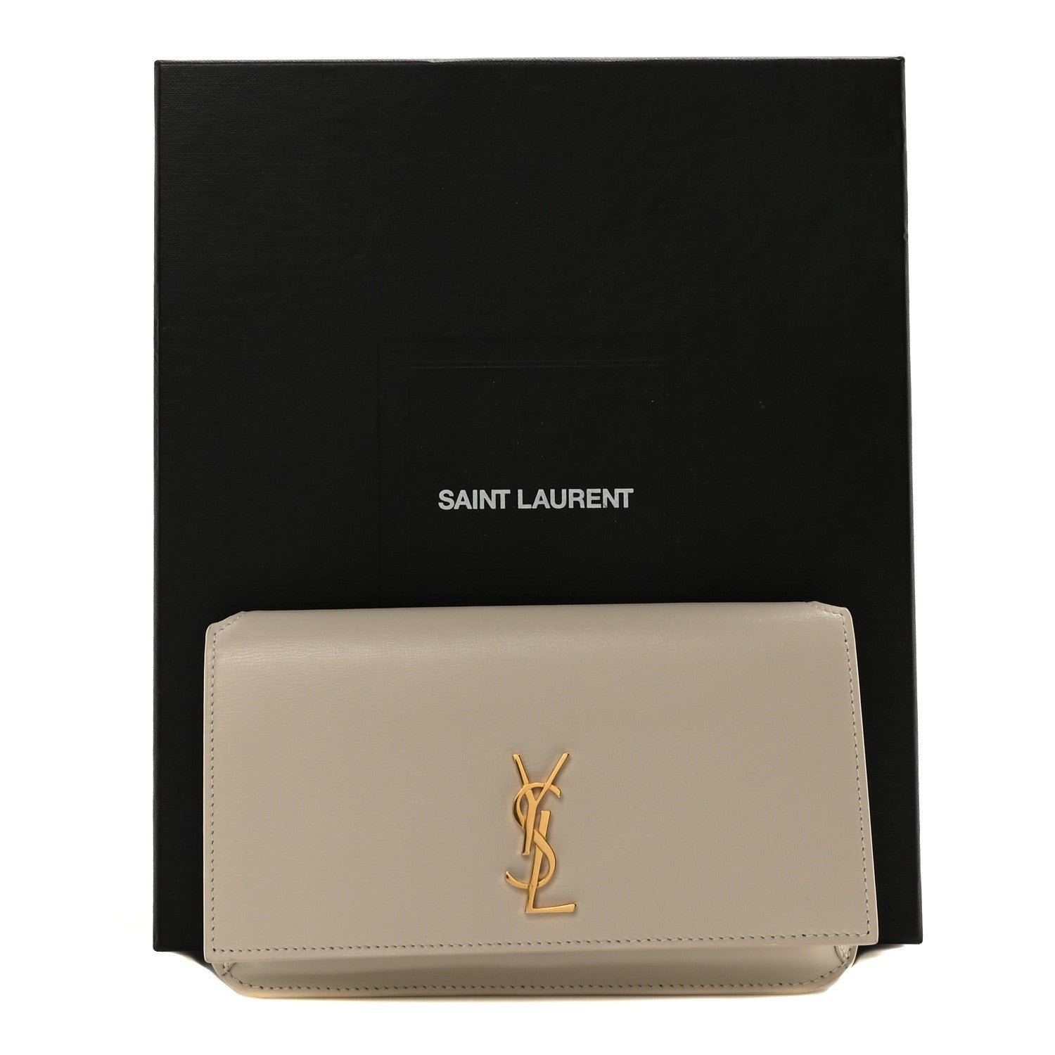 Saint Laurent Smooth Calfskin Monogram Phone Holder Crossbody Crema Soft 10 of 10