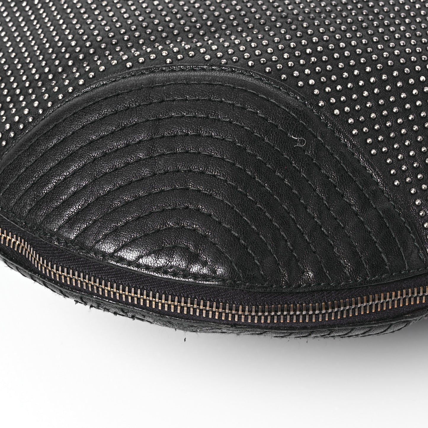 Studded Calfskin Faithful Zip Hobo Black