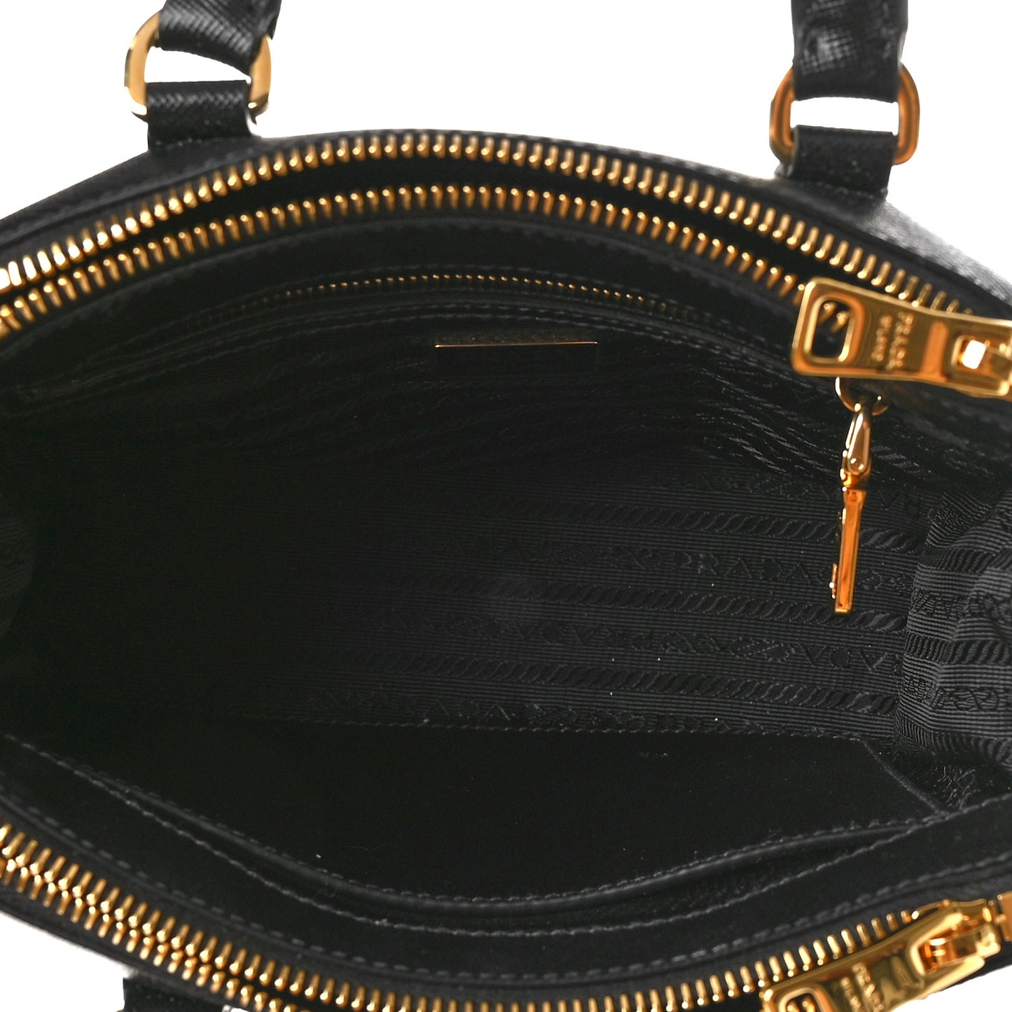 Saffiano Lux Mini Galleria Double Zip Tote Black