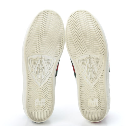Gucci Calfskin Ayers Bee Embroidered Womens Ace Sneakers 37 White Green 5 of 11