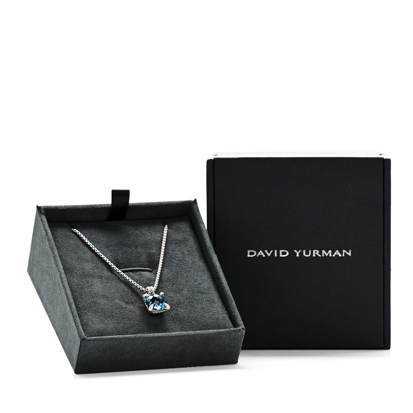 Sterling Silver Diamond Hampton Blue Topaz 11mm Chatelaine Pendant Necklace