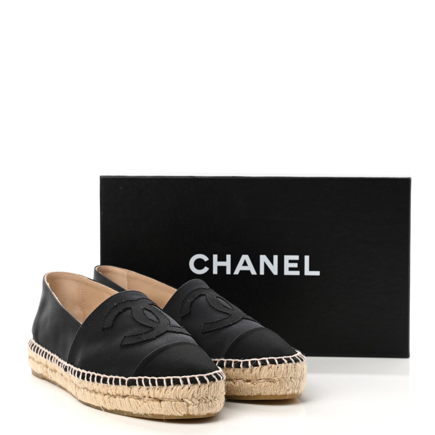 Satin Grosgrain CC Espadrilles 39 Black