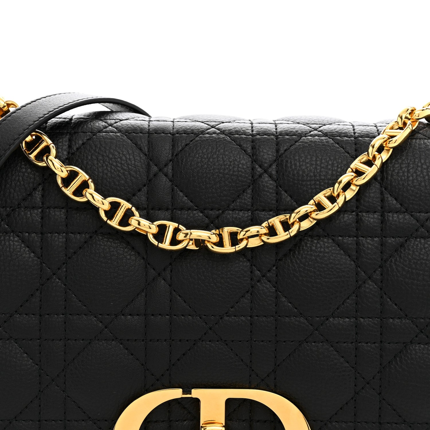 Christian Dior Grained Calfskin Cannage Large Caro Bag Black 8 of 11