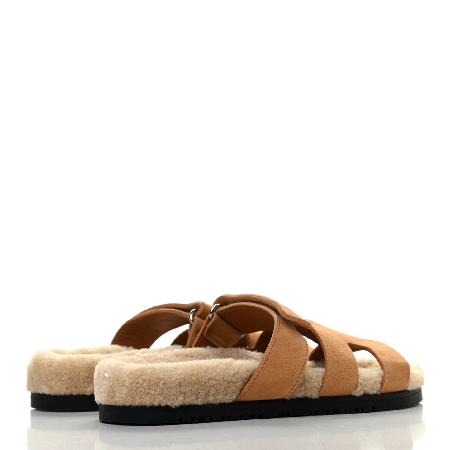 Suede Goatskin Woolskin Womens Chypre Sandals 37 Golden Beige