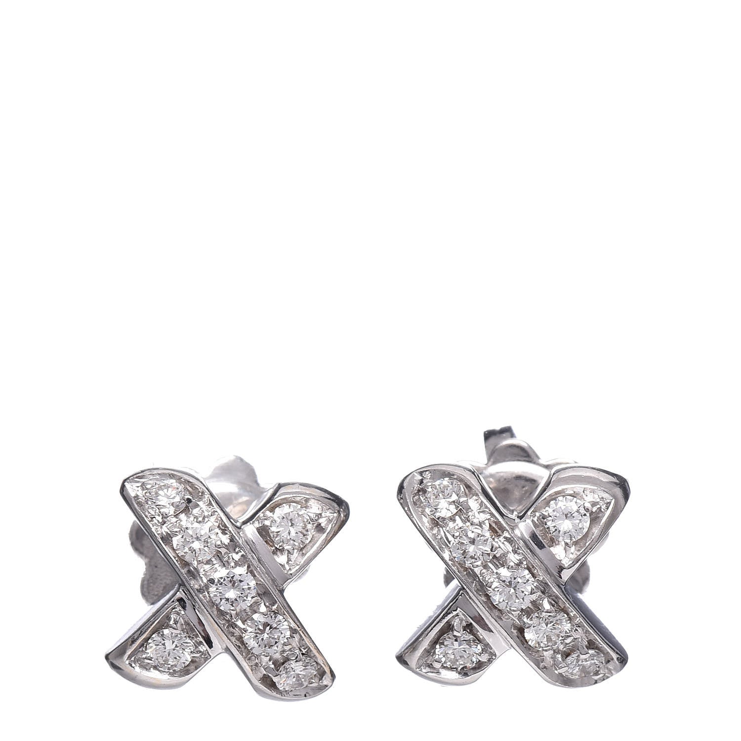 Tiffany 18K White Gold Diamond Paloma Picasso X Kiss Earrings 1 of 5