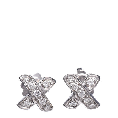 Tiffany 18K White Gold Diamond Paloma Picasso X Kiss Earrings 1 of 5