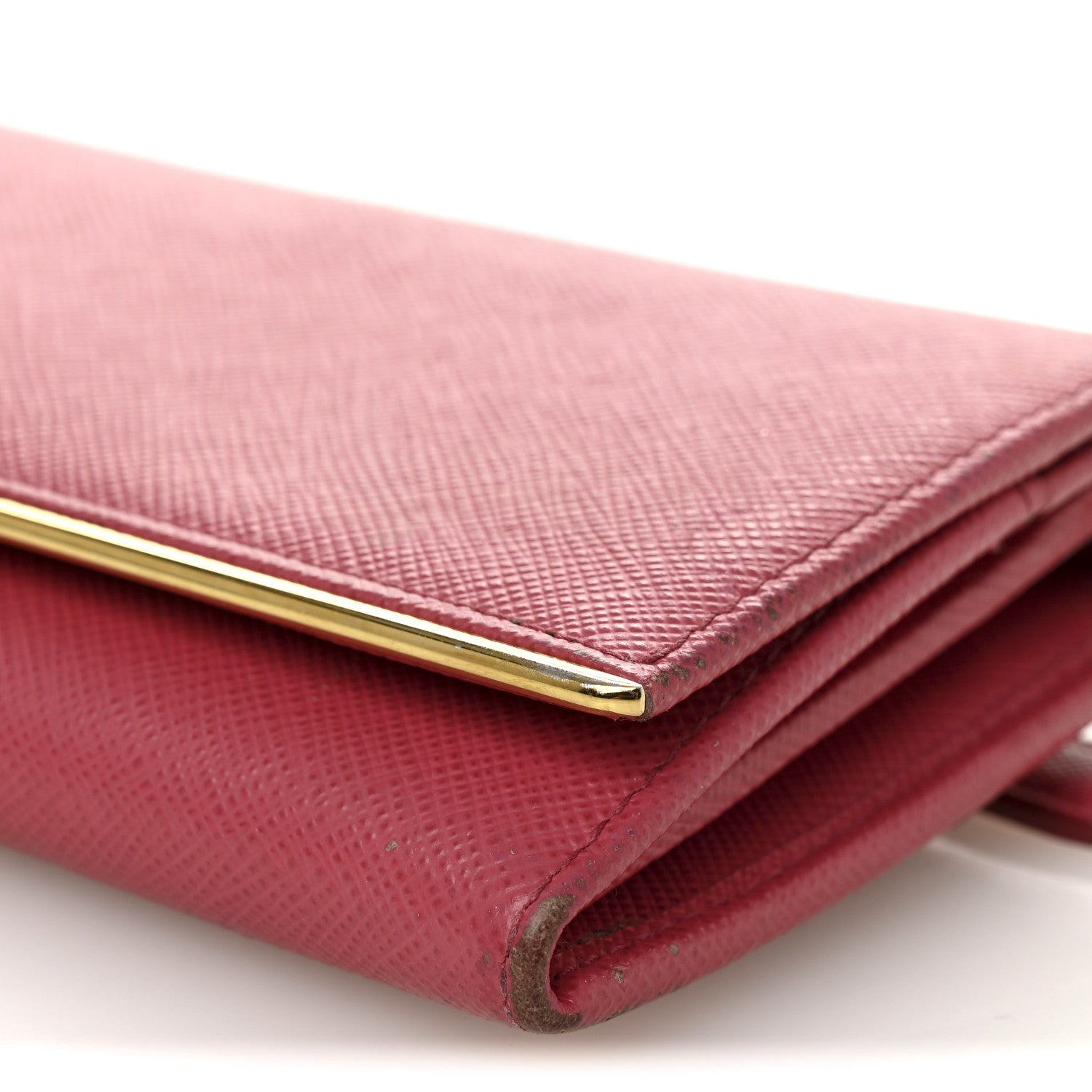 Prada Saffiano Metal Continental Flap Wallet Peonia 8 of 10
