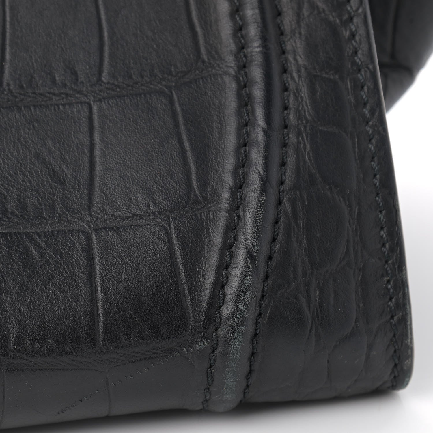 Celine Calfskin Crocodile Embossed Medium Phantom Luggage Black 10 of 12
