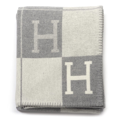 Hermes Wool Cashmere Avalon III Blanket Ecru Gris Clair 1 of 3
