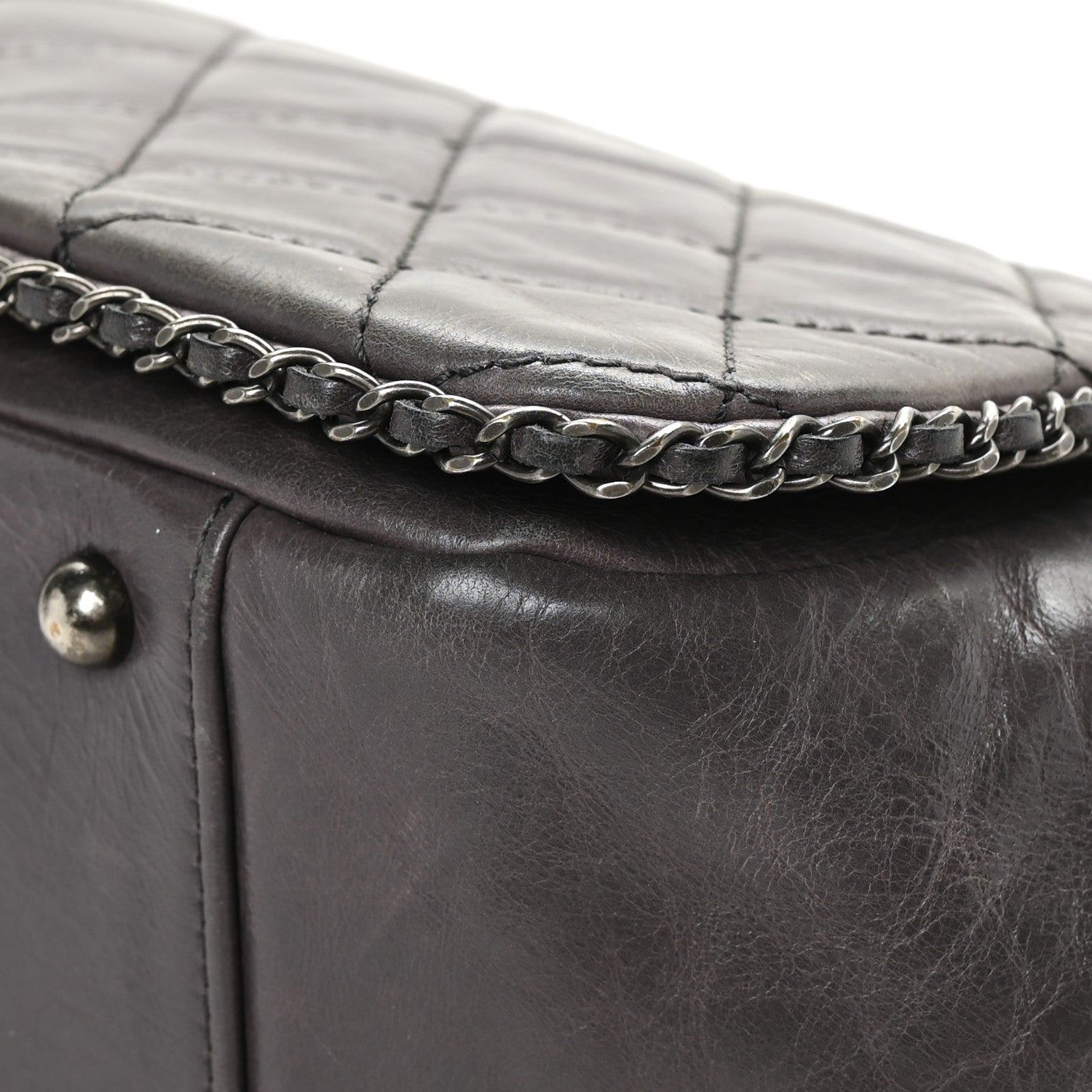 Chanel Calfskin Quilted Large CC Enchained Accordion Flap Grey 9 of 11