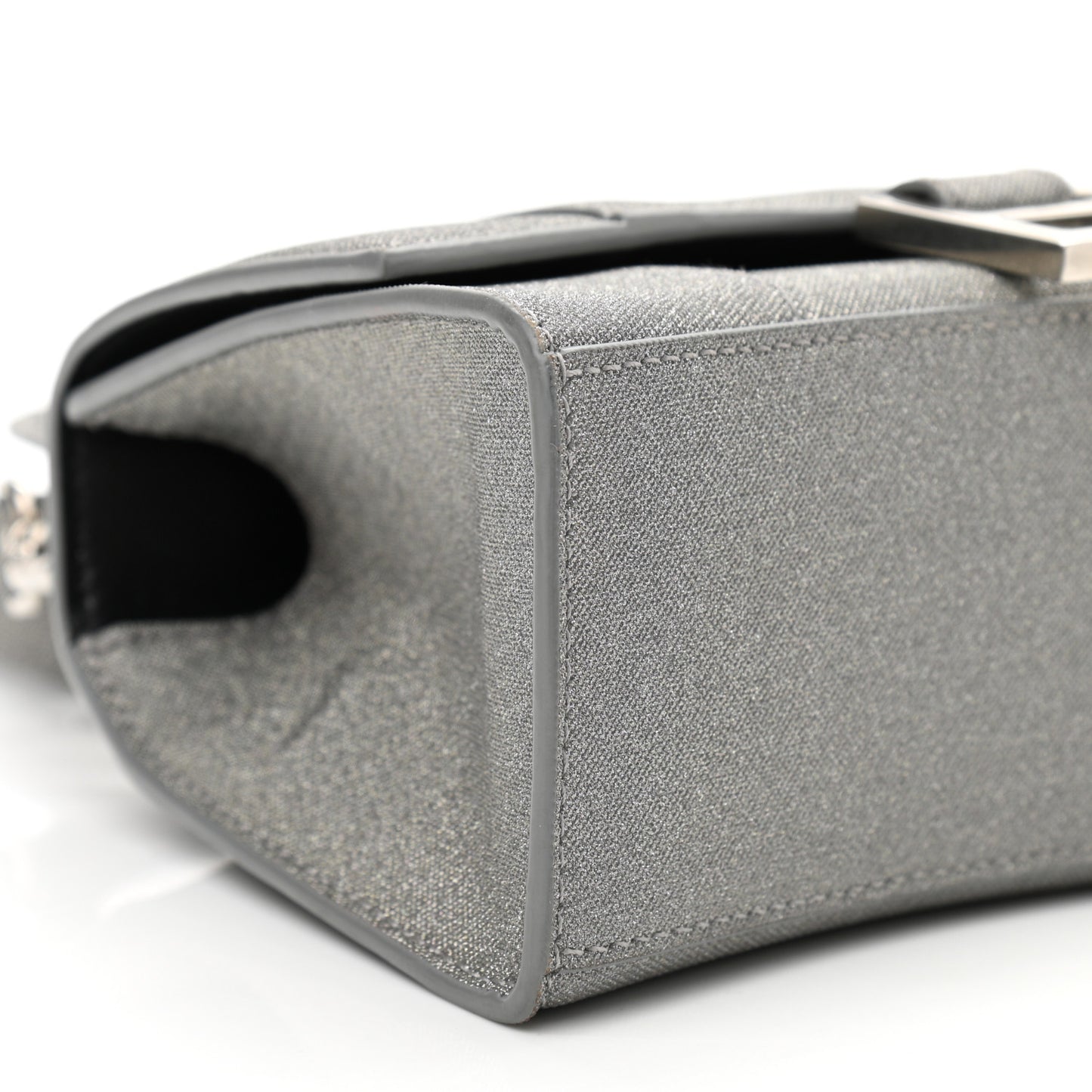 Glitter Fabric Hourglass Top Handle Bag XS Grey