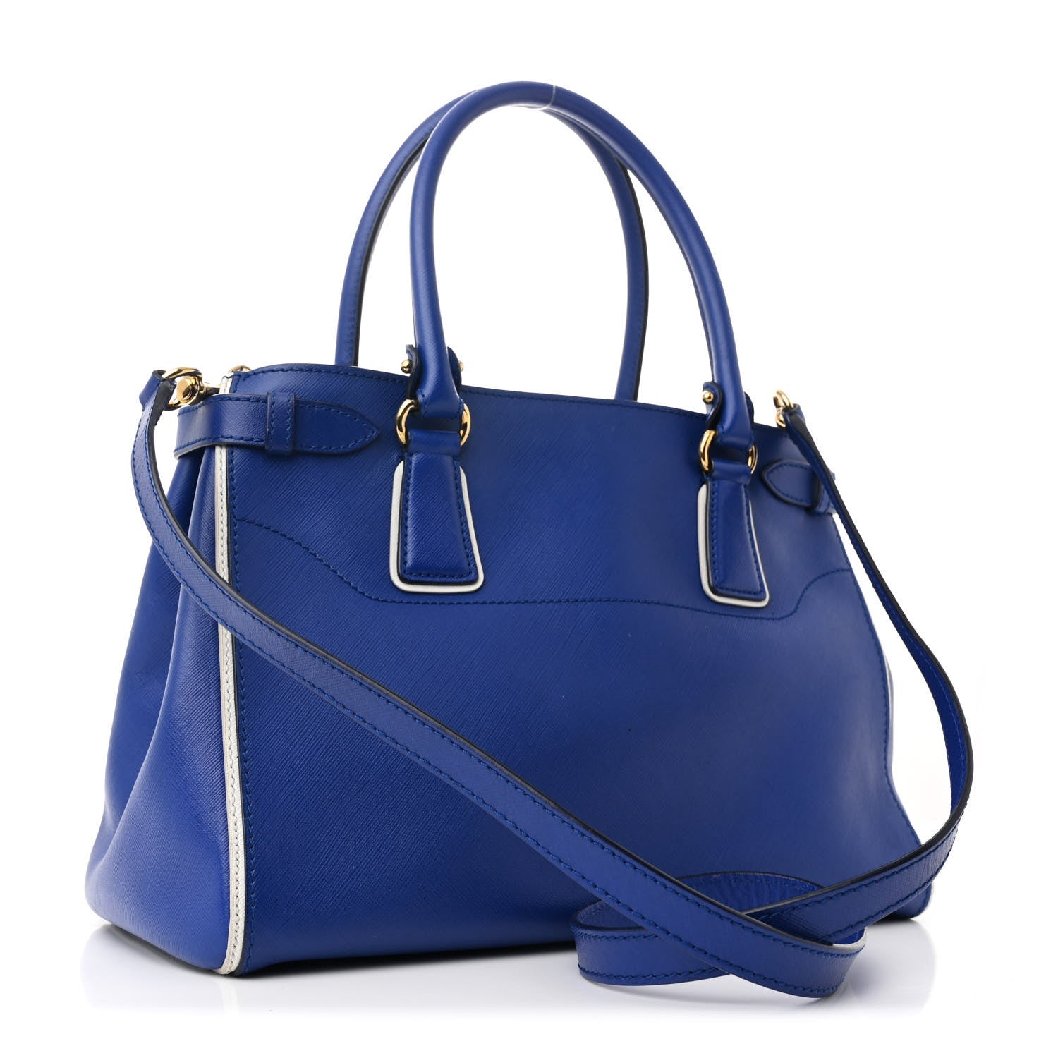 Salvatore Ferragamo Hammered Calfskin Batik Tote Blue White 3 of 11