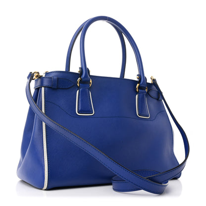 Salvatore Ferragamo Hammered Calfskin Batik Tote Blue White 3 of 11