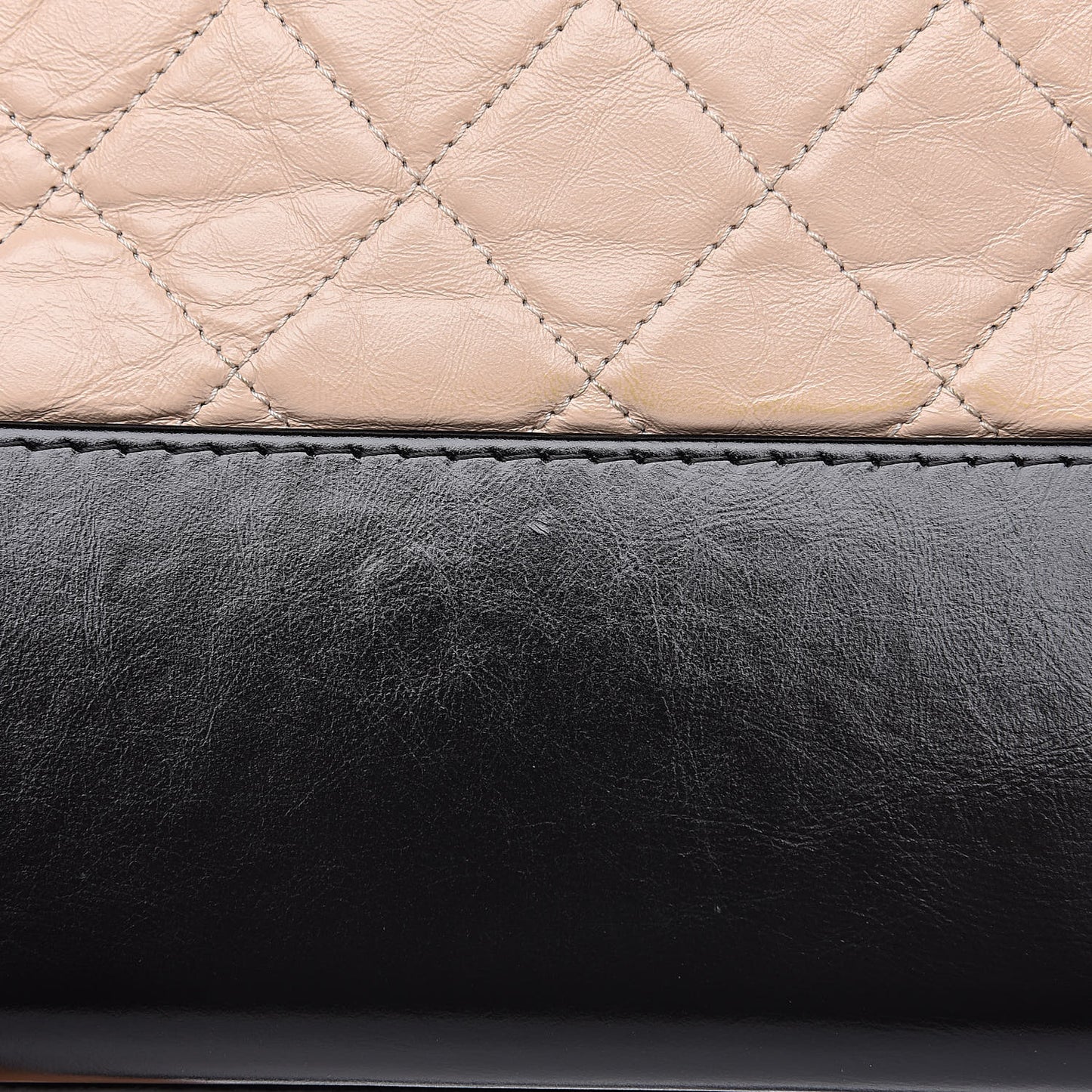 Aged Calfskin Quilted Medium Gabrielle Hobo Beige Black