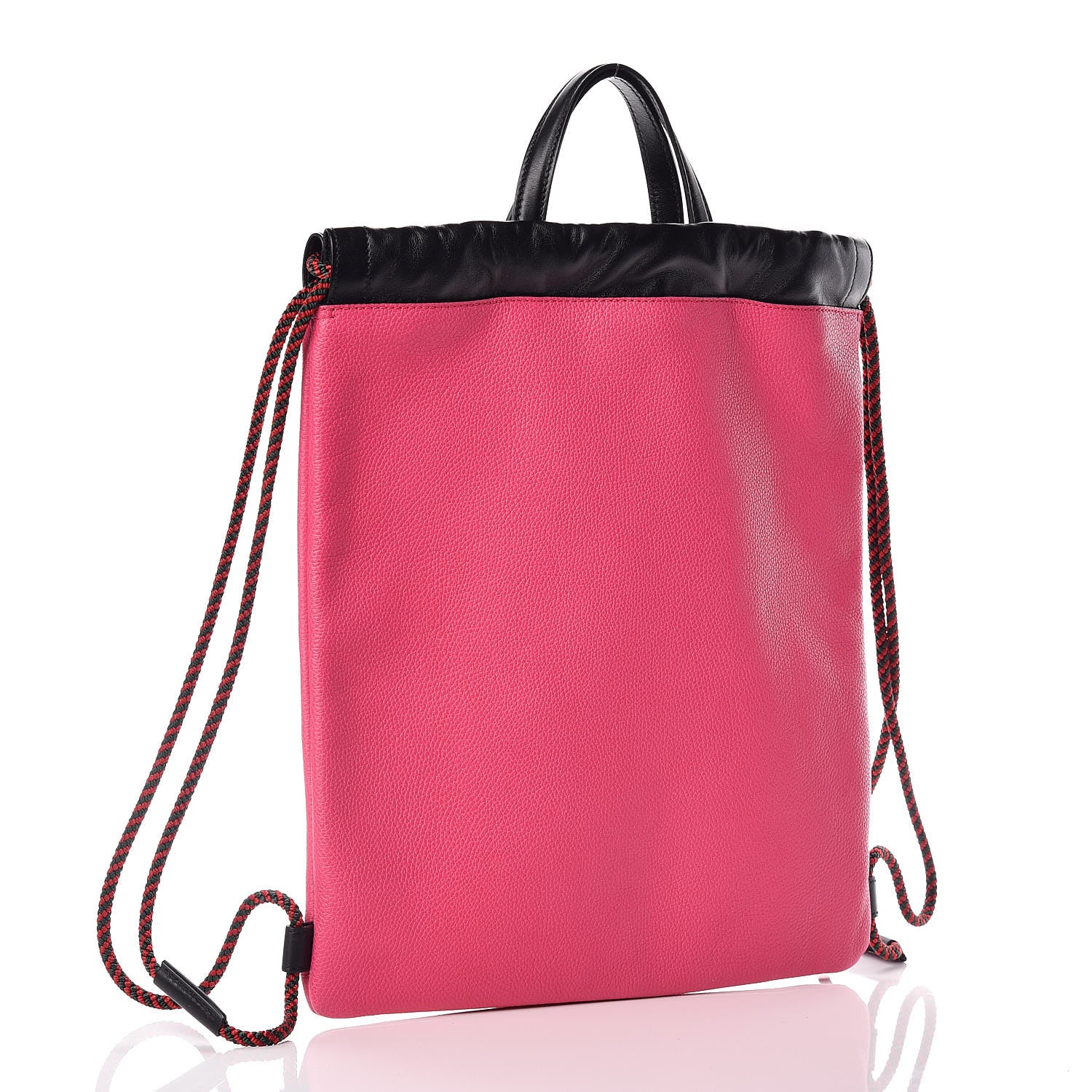 Gucci Grained Calfskin Logo Drawstring Backpack Box Pink Green Black 4 of 10