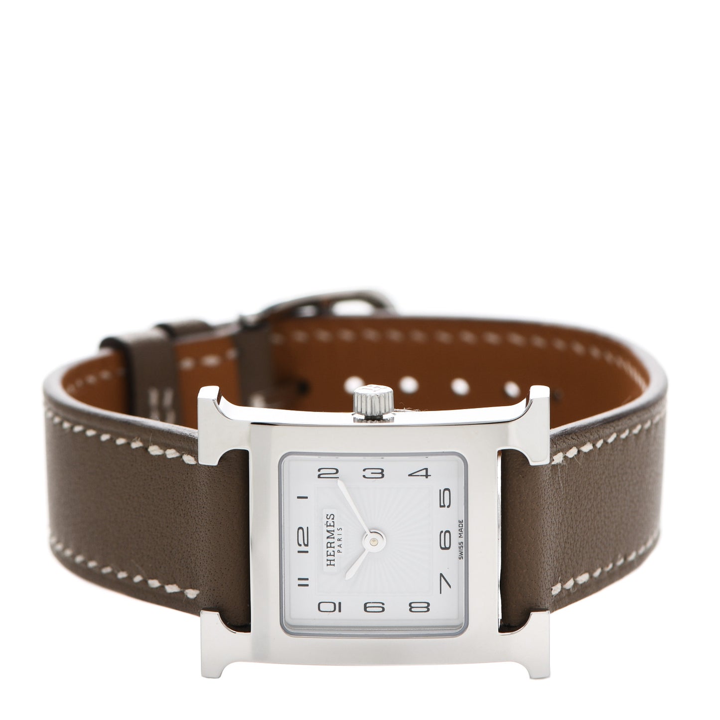 Stainless Steel Swift 21mm Heure H Hour Quartz Watch Etoupe
