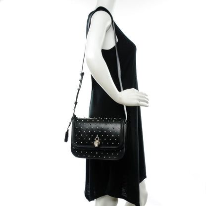 Alexander McQueen Calfskin Studded Small Padlock Crossbody Bag Black 2 of 7