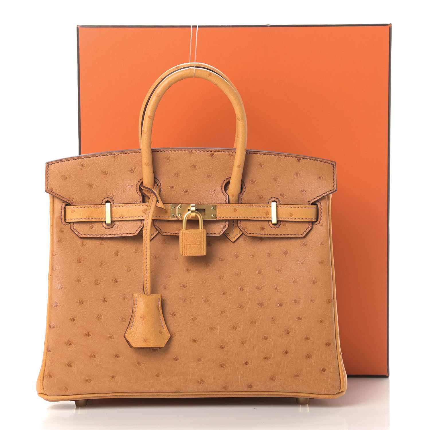 Hermes Ostrich Horseshoe Birkin 25 Saffron 10 of 10