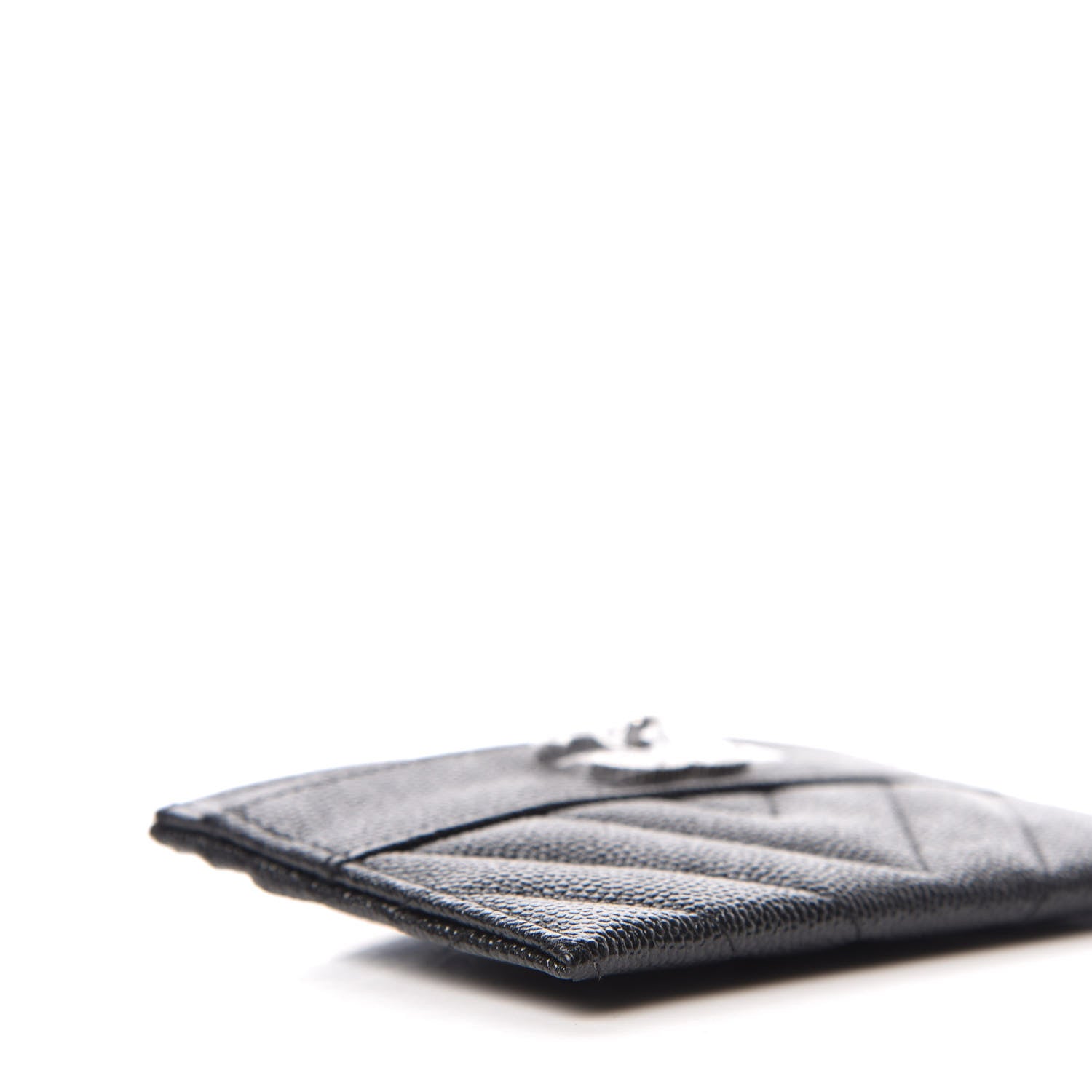 Chanel Caviar Chevron Quilted Vintage Mademoiselle Card Holder Black 8 of 10
