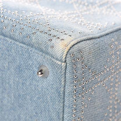 Christian Dior Denim Cannage Studded Medium Lady Dior Blue 10 of 16