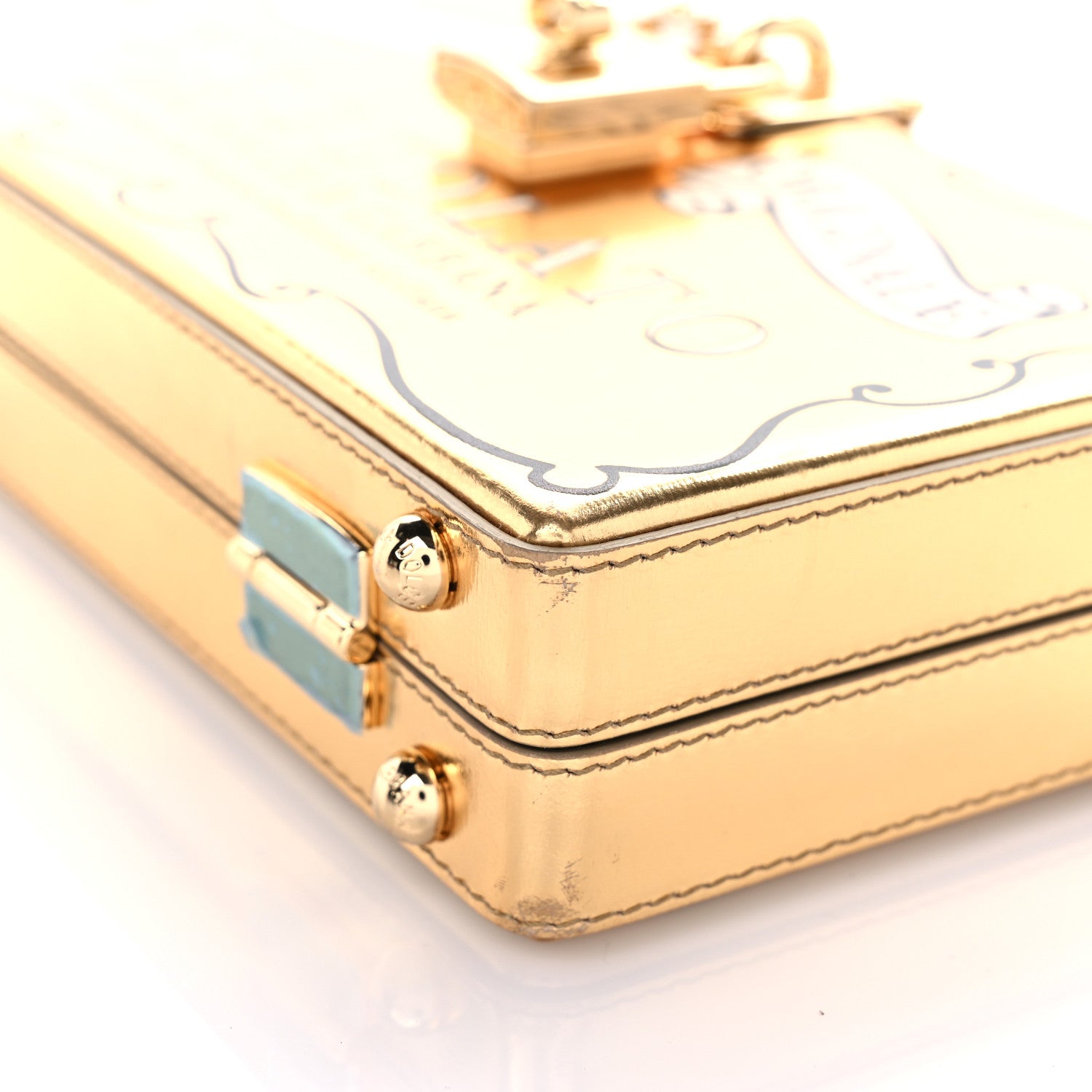 Dolce & Gabbana Metallic Calfskin Chocolate Bar Clutch Gold 12 of 16