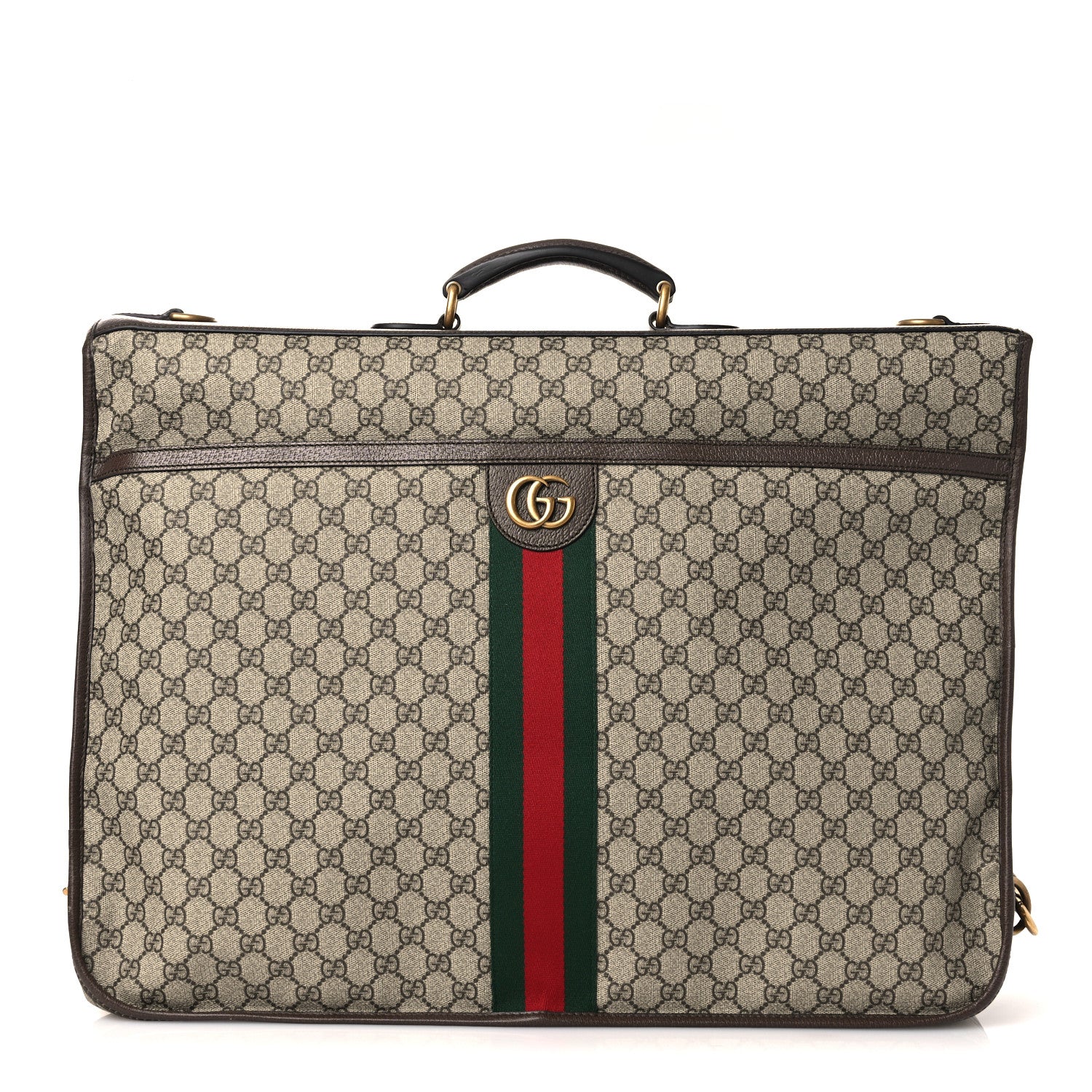 Gucci GG Supreme Monogram Textured Dollar Calfskin Web Ophidia Savoy Garment Bag Beige Ebony New Acero 1 of 12