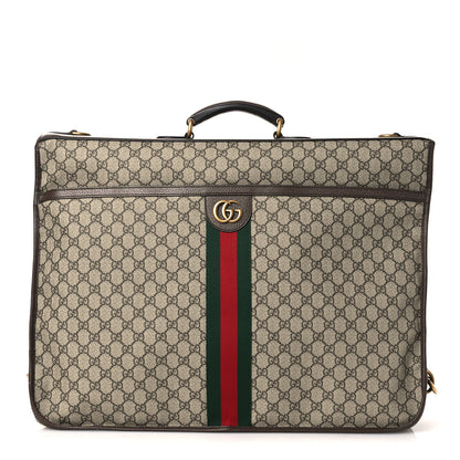 Gucci GG Supreme Monogram Textured Dollar Calfskin Web Ophidia Savoy Garment Bag Beige Ebony New Acero 1 of 12