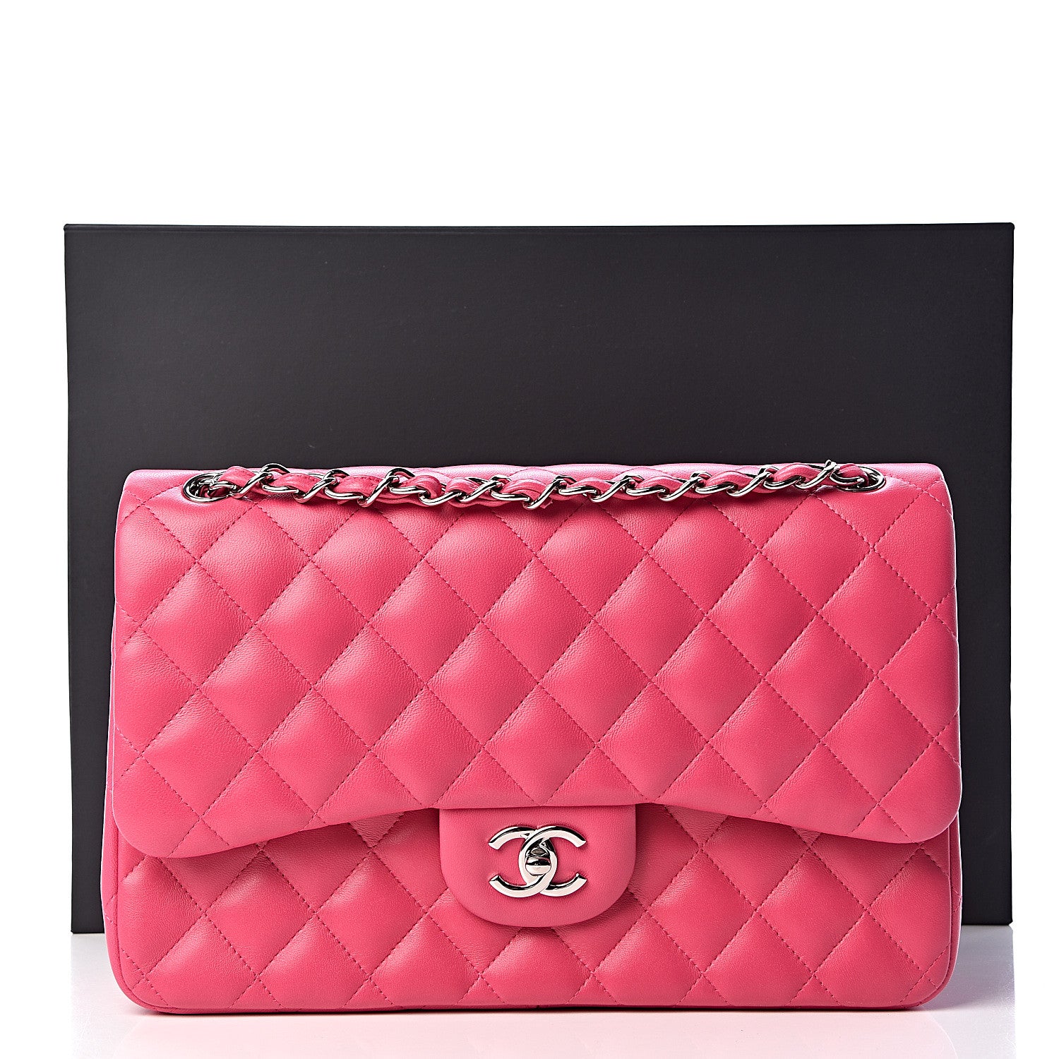 Chanel Lambskin Quilted Jumbo Double Flap Dark Pink 11 of 11