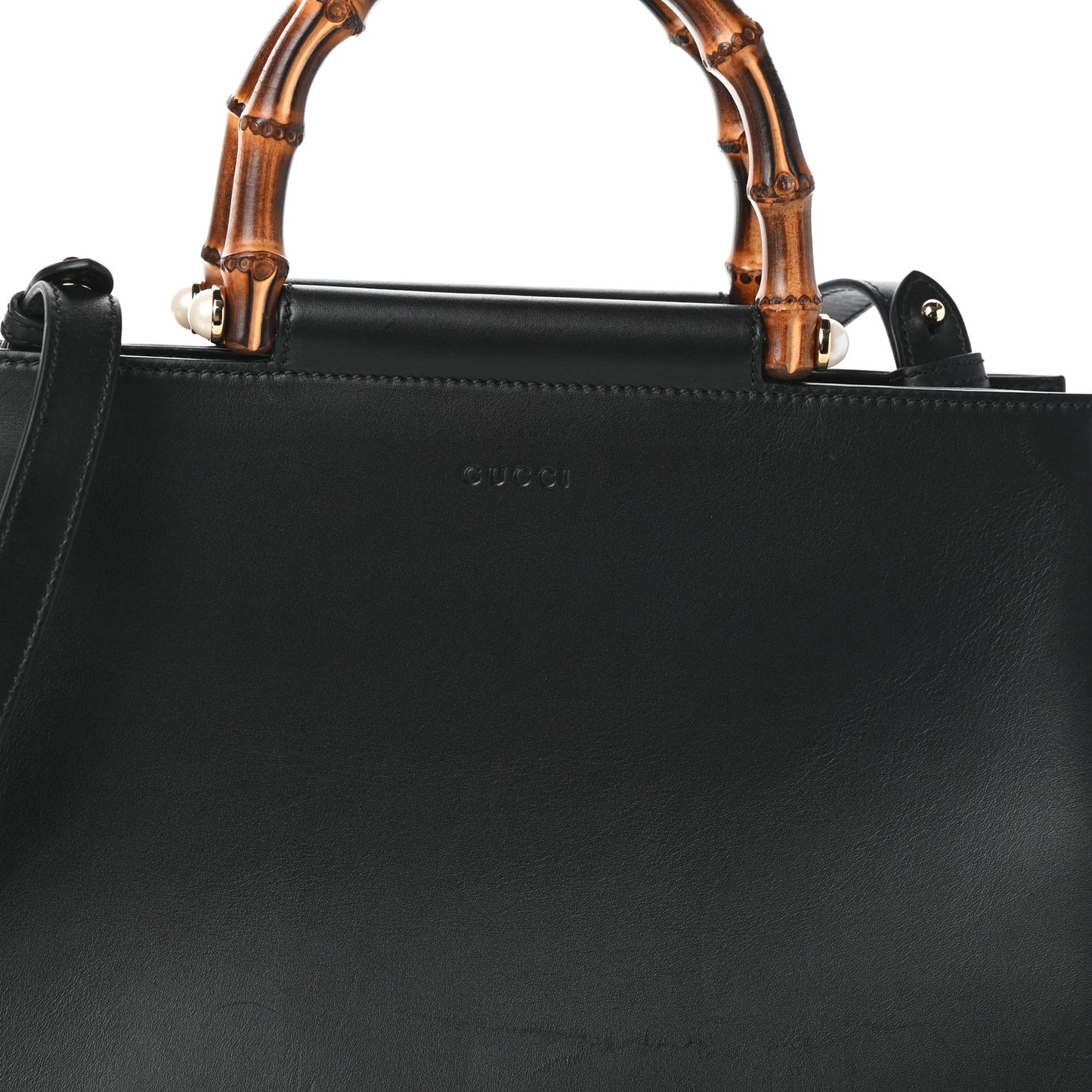 Nappa Bamboo Medium Nymphaea Top Handle Bag Black