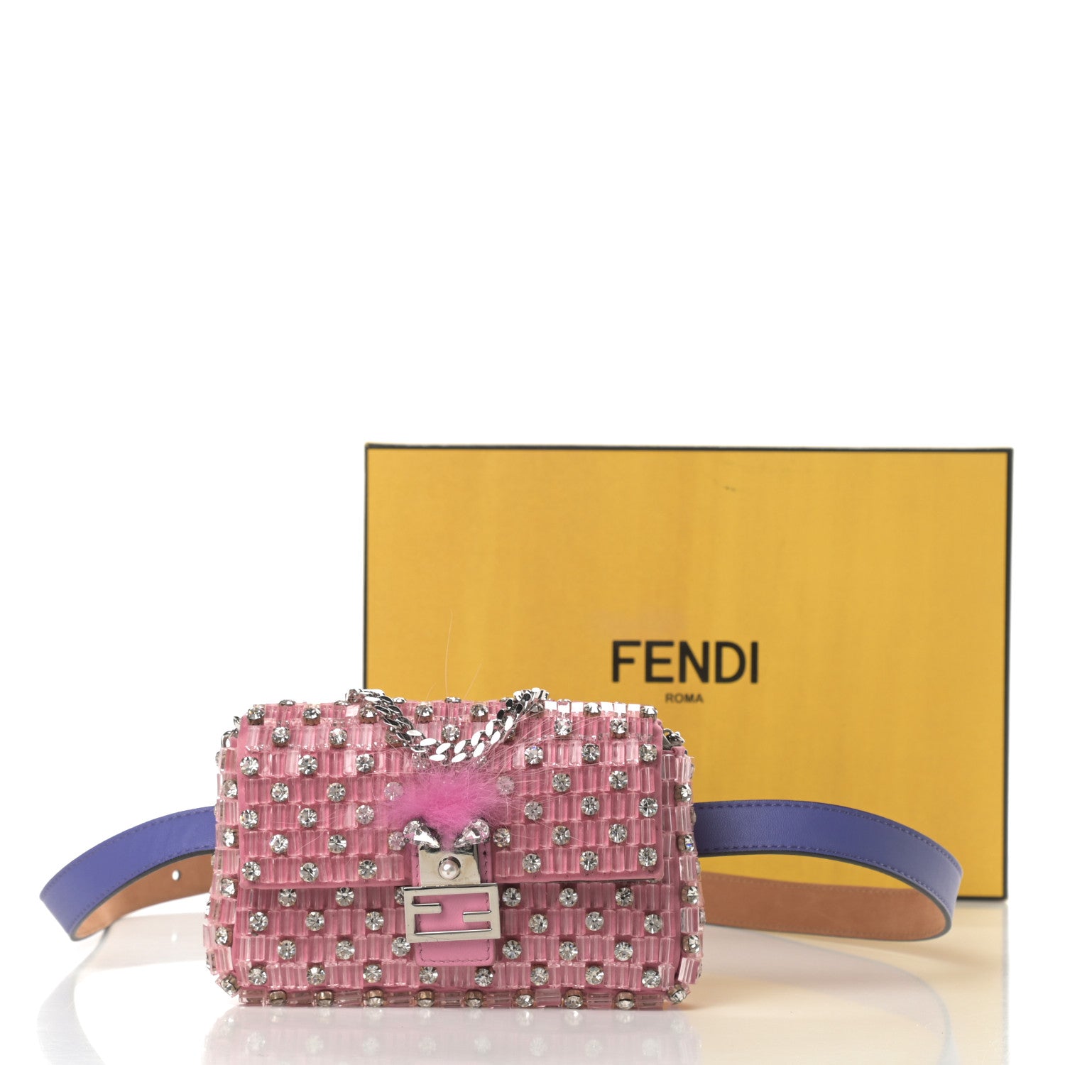 Fendi Crystal Beaded Monster Baguette Belt Bag 95 38 Pink 12 of 12