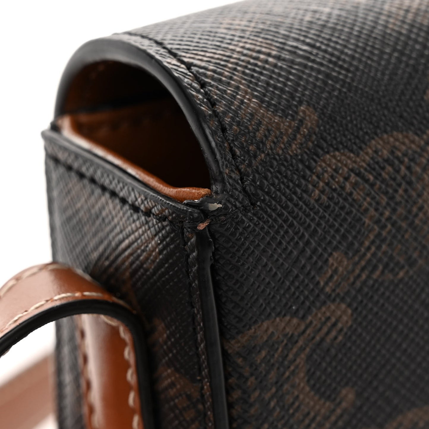 Canvas Calfskin Triomphe Shoulder Bag Tan