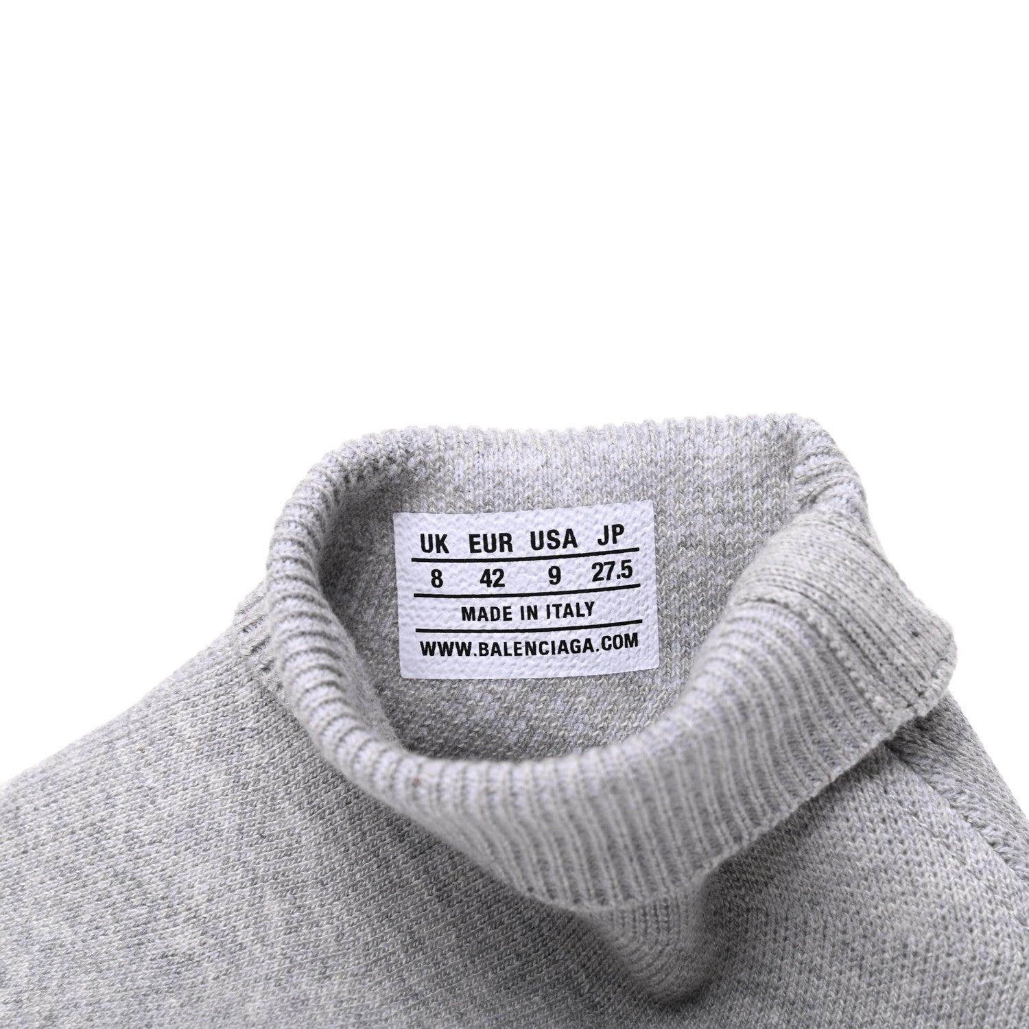 Balenciaga Sweatshirt Knit Bi-Color Sole Mens Speed Sneakers 42 Grey White Black 8 of 11