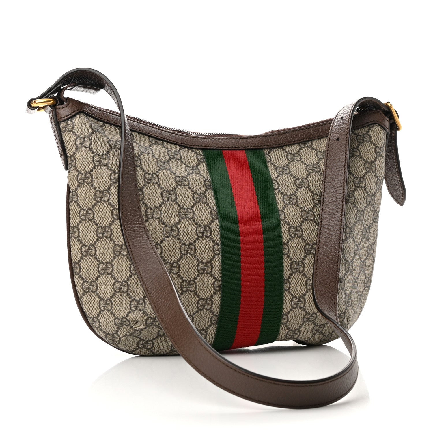 Gucci GG Supreme Monogram Web Small Ophidia Half Moon Hobo Brown 3 of 15