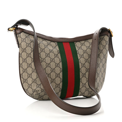 Gucci GG Supreme Monogram Web Small Ophidia Half Moon Hobo Brown 3 of 15