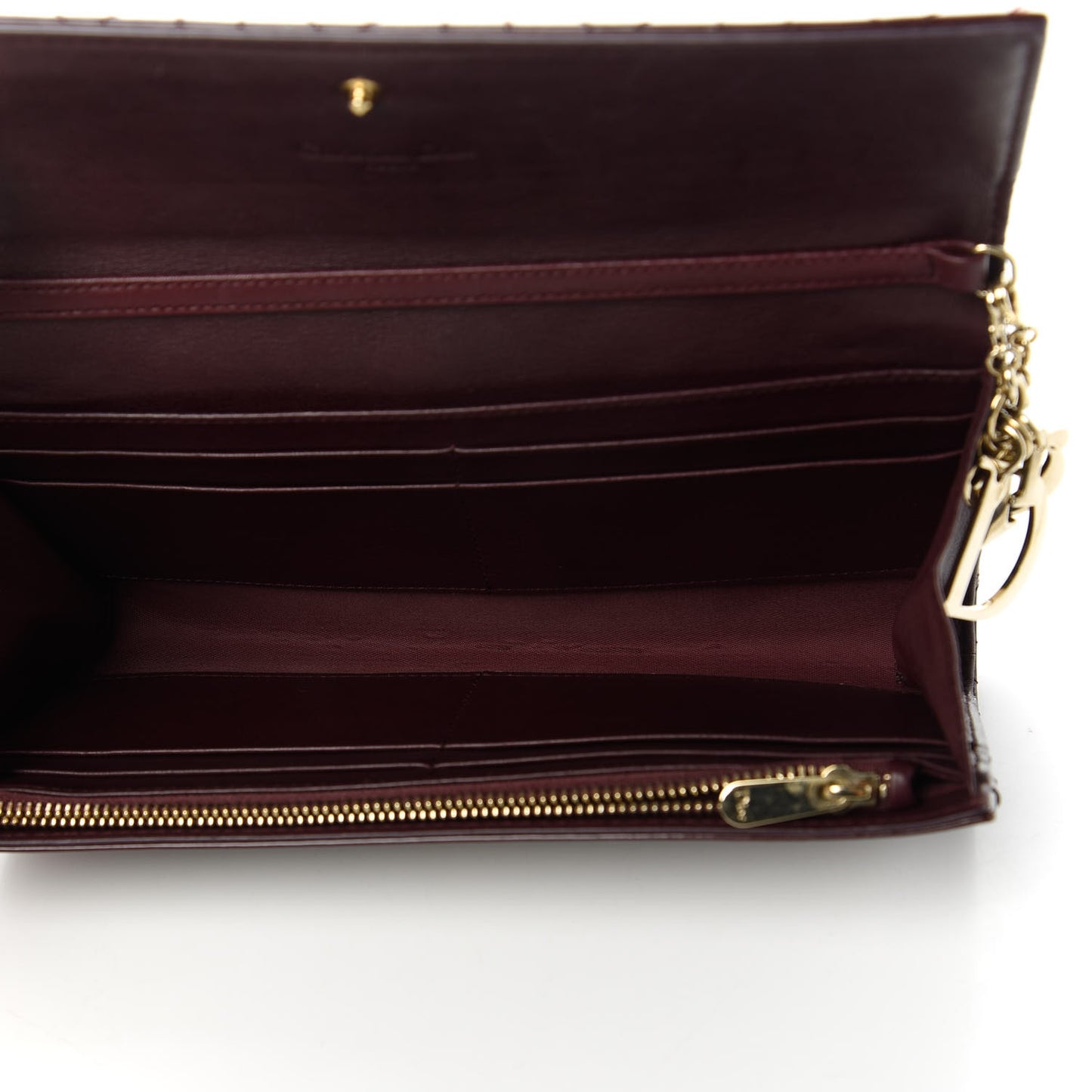 Patent Cannage Lady Dior Rendezvous Wallet On Chain Burgundy