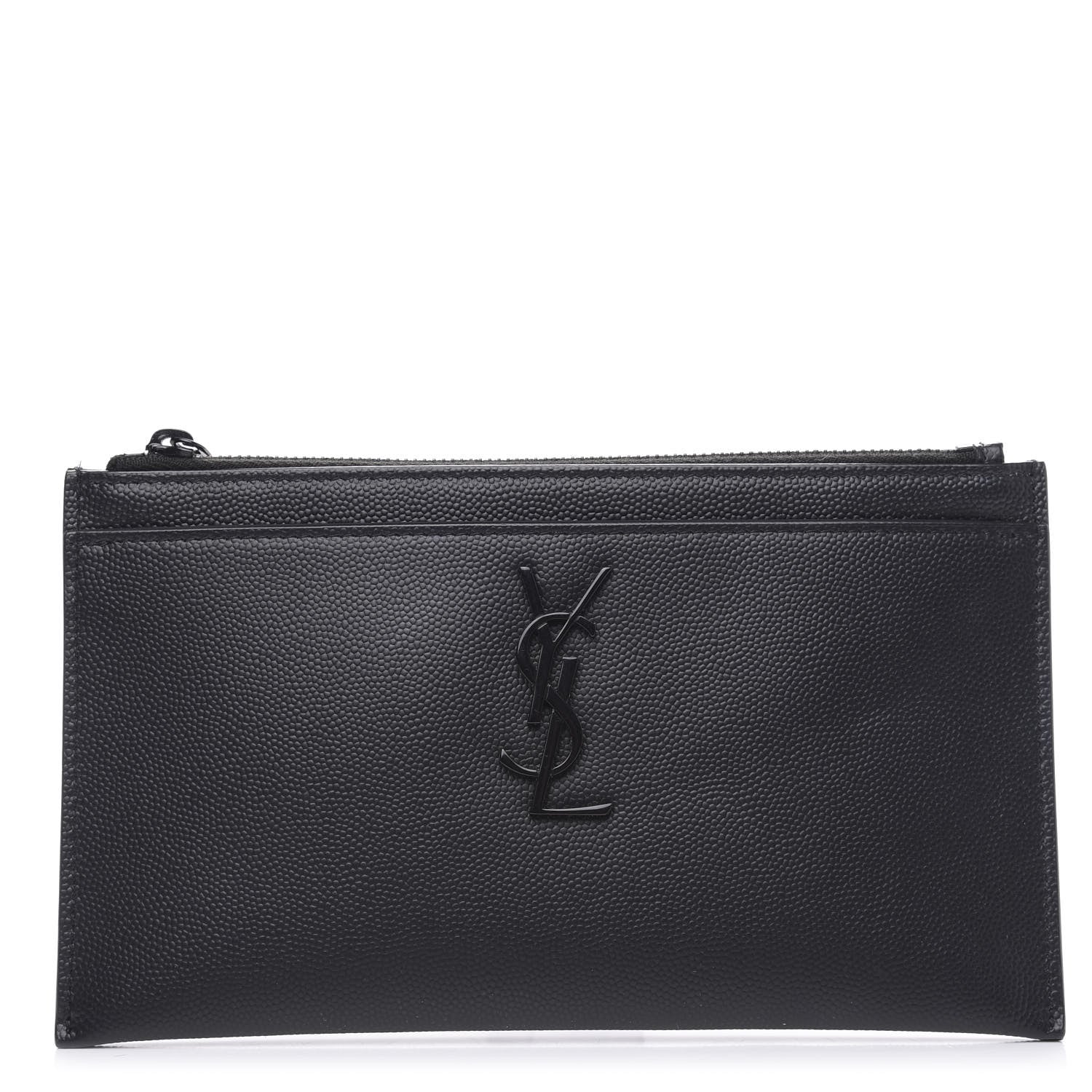 Saint Laurent Grain De Poudre Monogram Bill Pouch Black 1 of 9