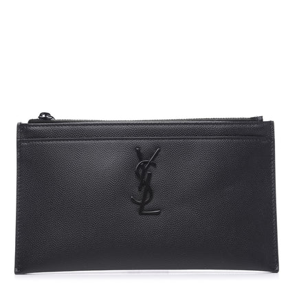 Saint Laurent Grain De Poudre Monogram Bill Pouch Black 1 of 9