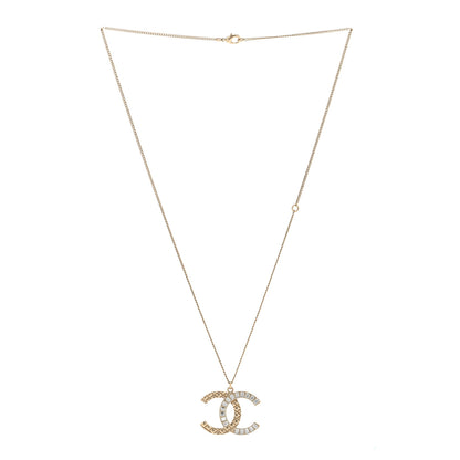Chanel Baguette Crystal Quilted CC Pendant Necklace Gold 3 of 7